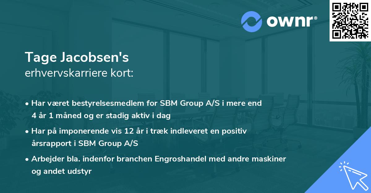 Tage Jacobsen's erhvervskarriere kort