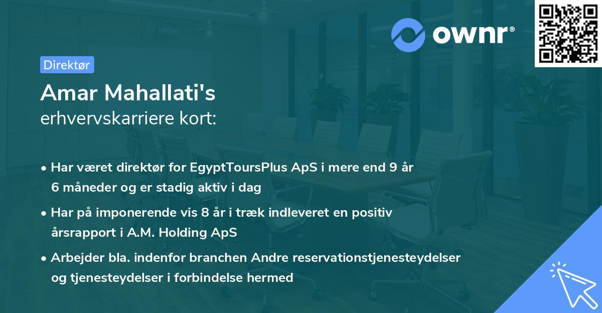 Amar Mahallati's erhvervskarriere kort