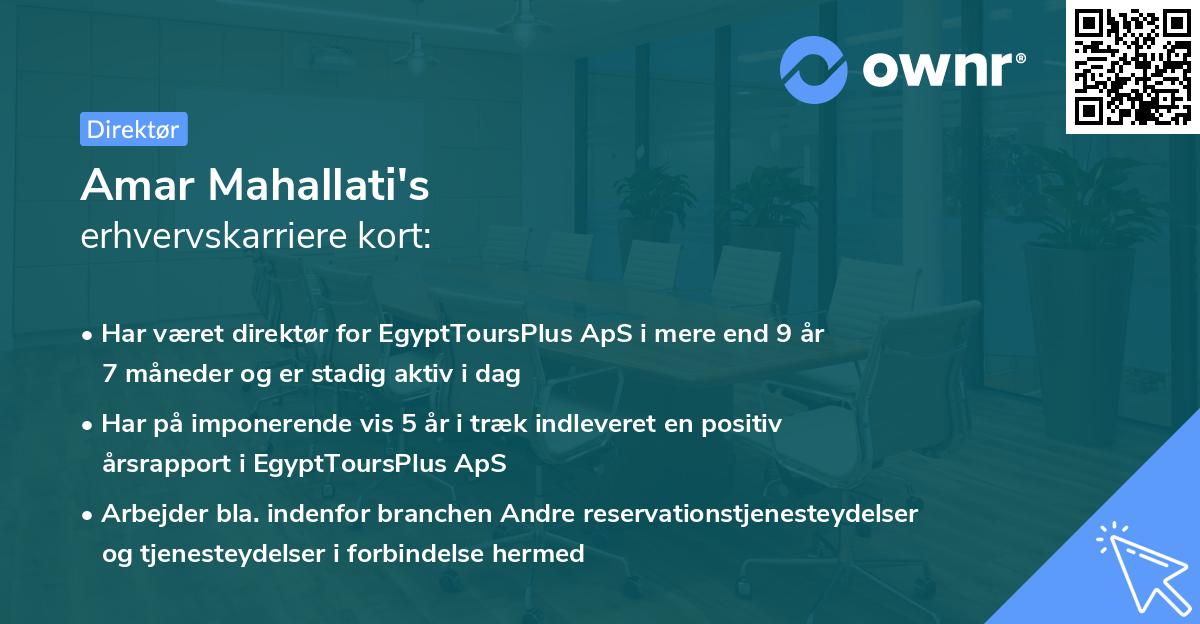 Amar Mahallati's erhvervskarriere kort