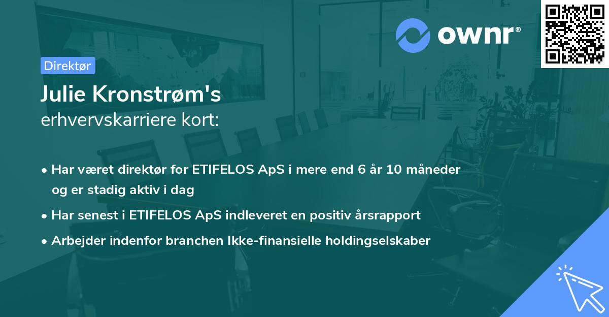 Julie Kronstrøm's erhvervskarriere kort