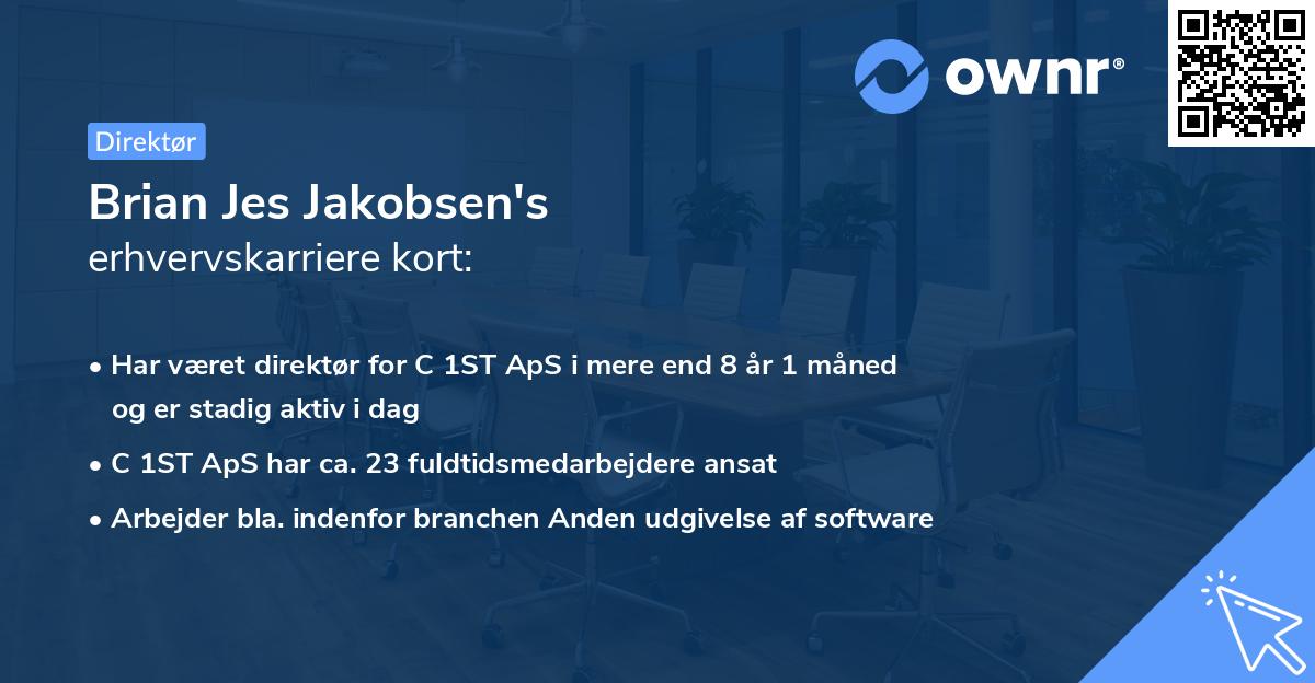 Brian Jes Jakobsen's erhvervskarriere kort