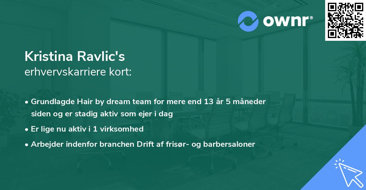 Kristina Ravlic's erhvervskarriere kort