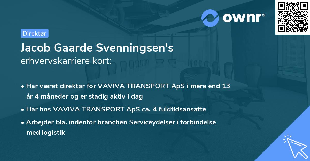 Jacob Gaarde Svenningsen's erhvervskarriere kort