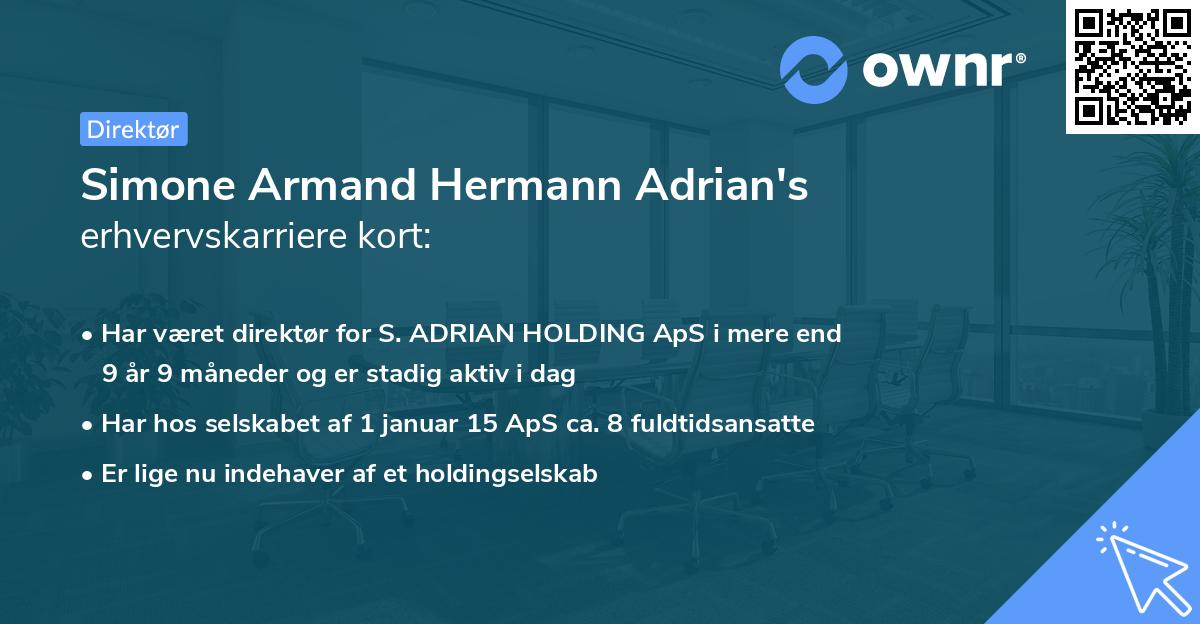 Simone Armand Hermann Adrian's erhvervskarriere kort