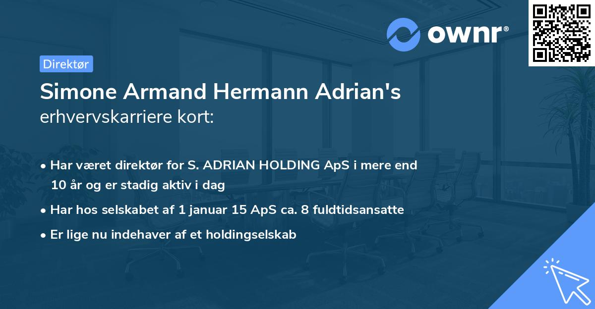 Simone Armand Hermann Adrian's erhvervskarriere kort