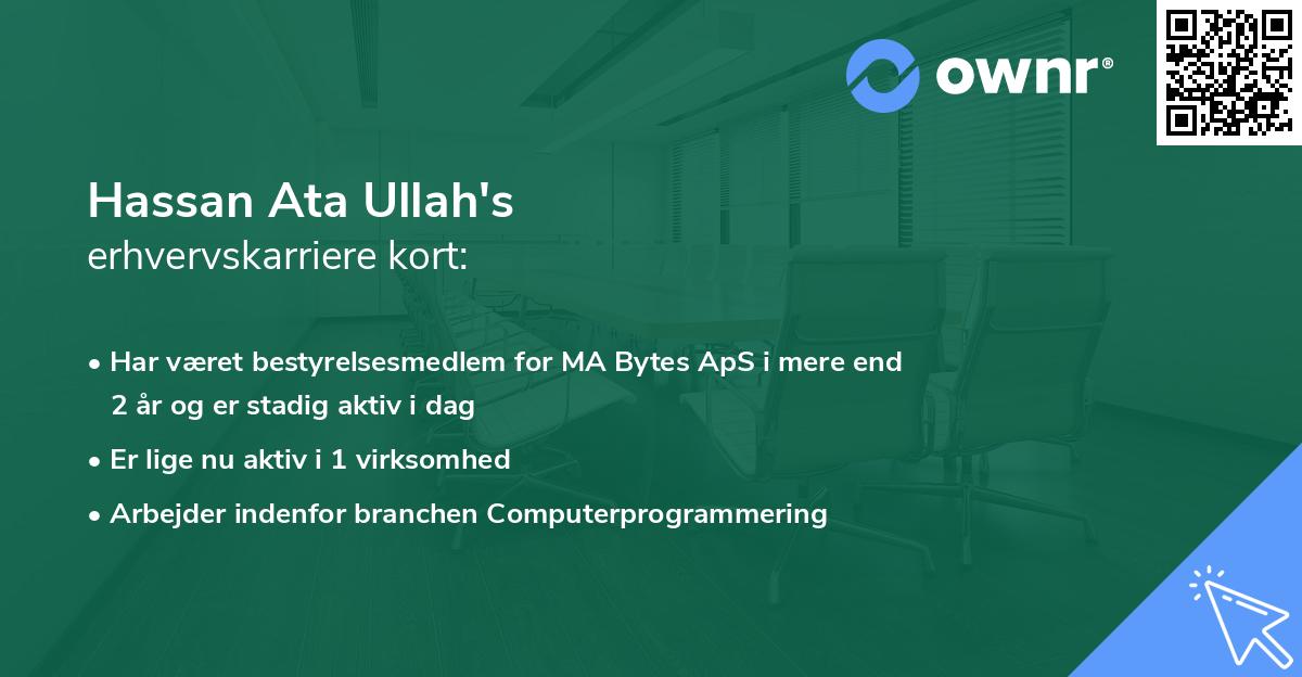 Hassan Ata Ullah's erhvervskarriere kort