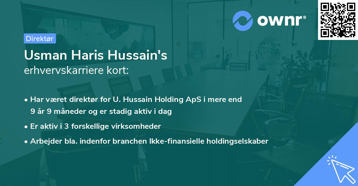 Usman Haris Hussain's erhvervskarriere kort