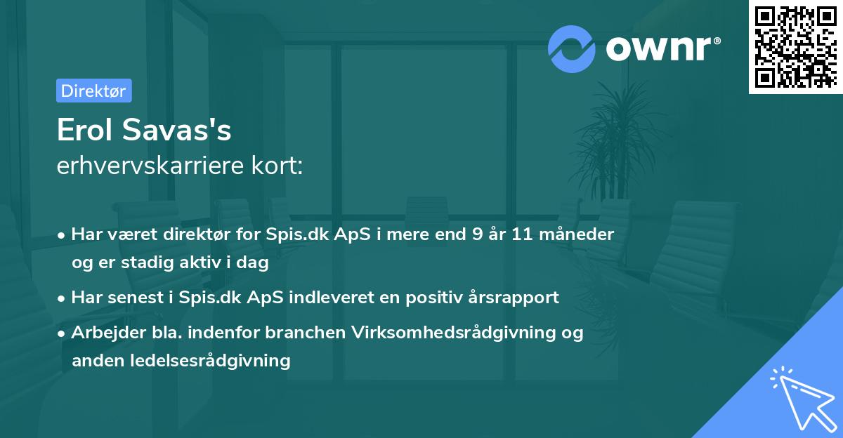 Erol Savas's erhvervskarriere kort