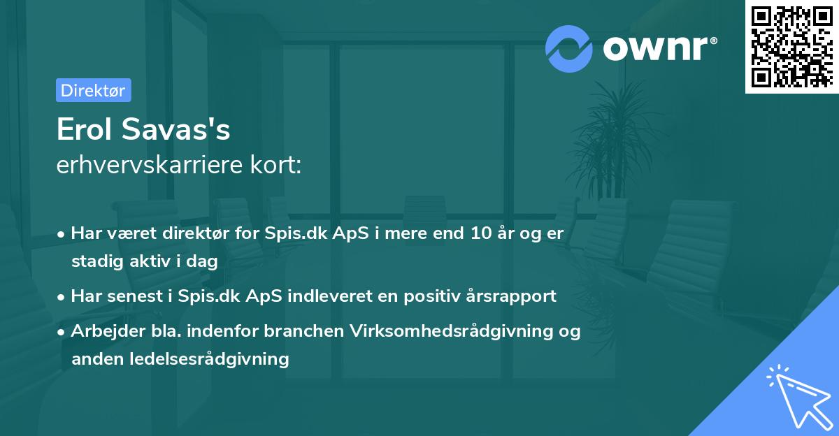 Erol Savas's erhvervskarriere kort