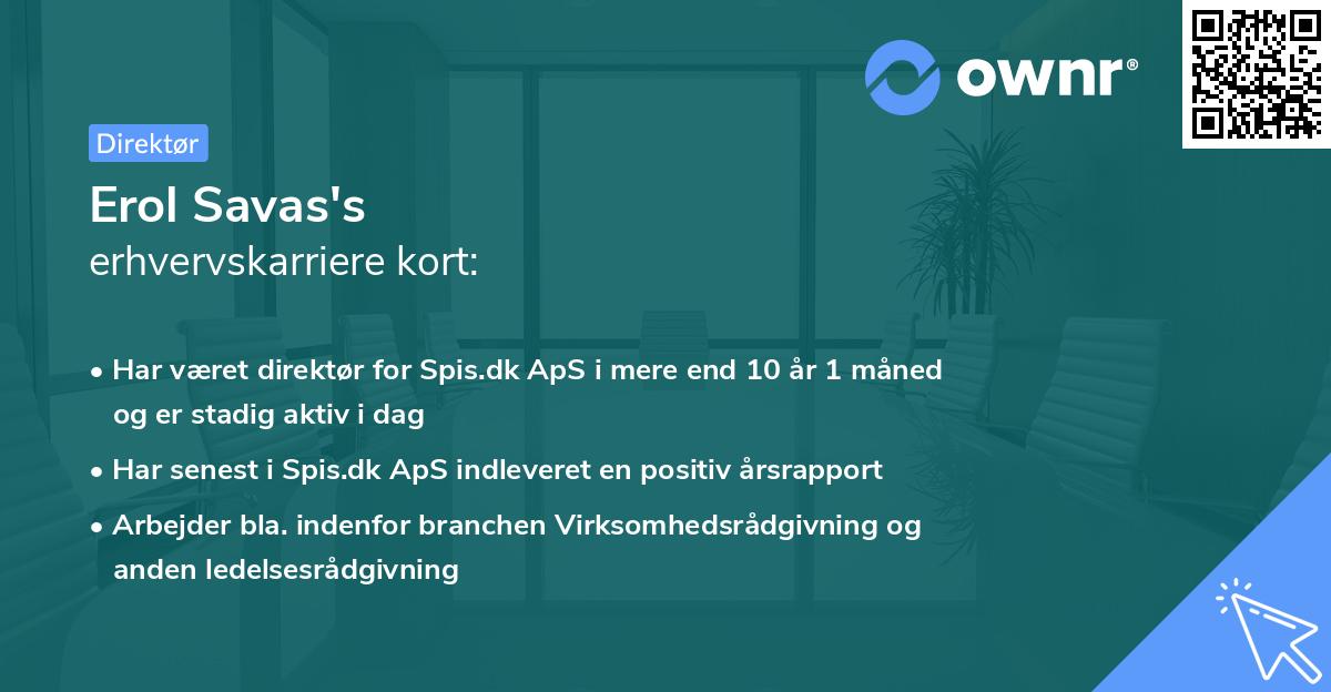 Erol Savas's erhvervskarriere kort