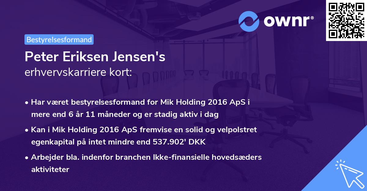 Peter Eriksen Jensen's erhvervskarriere kort