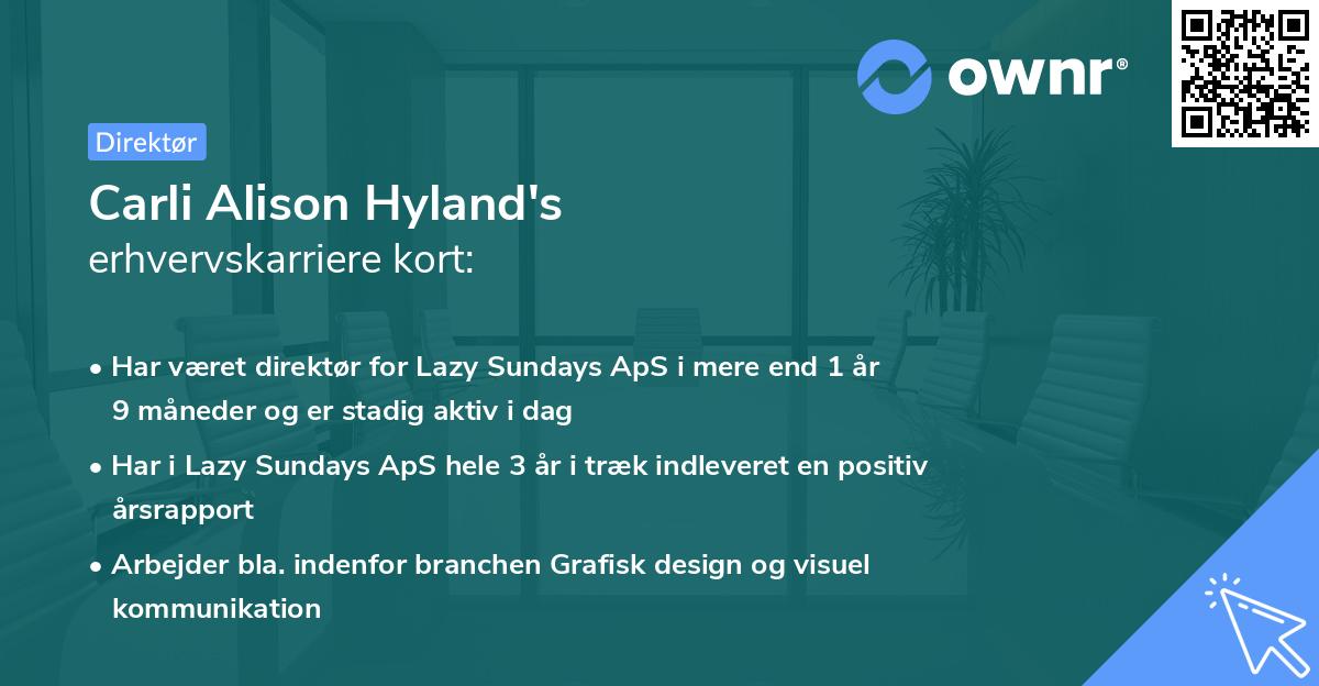 Carli Alison Hyland's erhvervskarriere kort