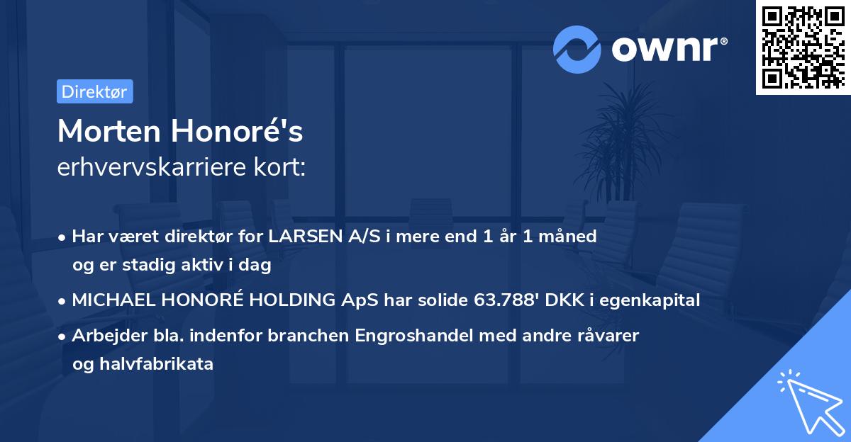 Morten Honoré's erhvervskarriere kort