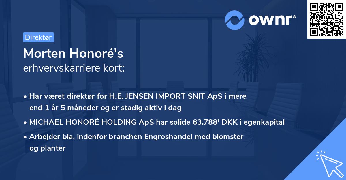 Morten Honoré's erhvervskarriere kort