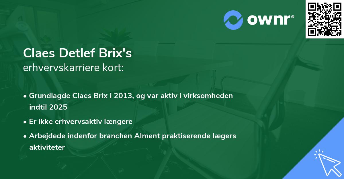 Claes Detlef Brix's erhvervskarriere kort