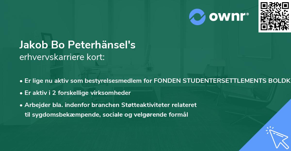 Jakob Bo Peterhänsel's erhvervskarriere kort
