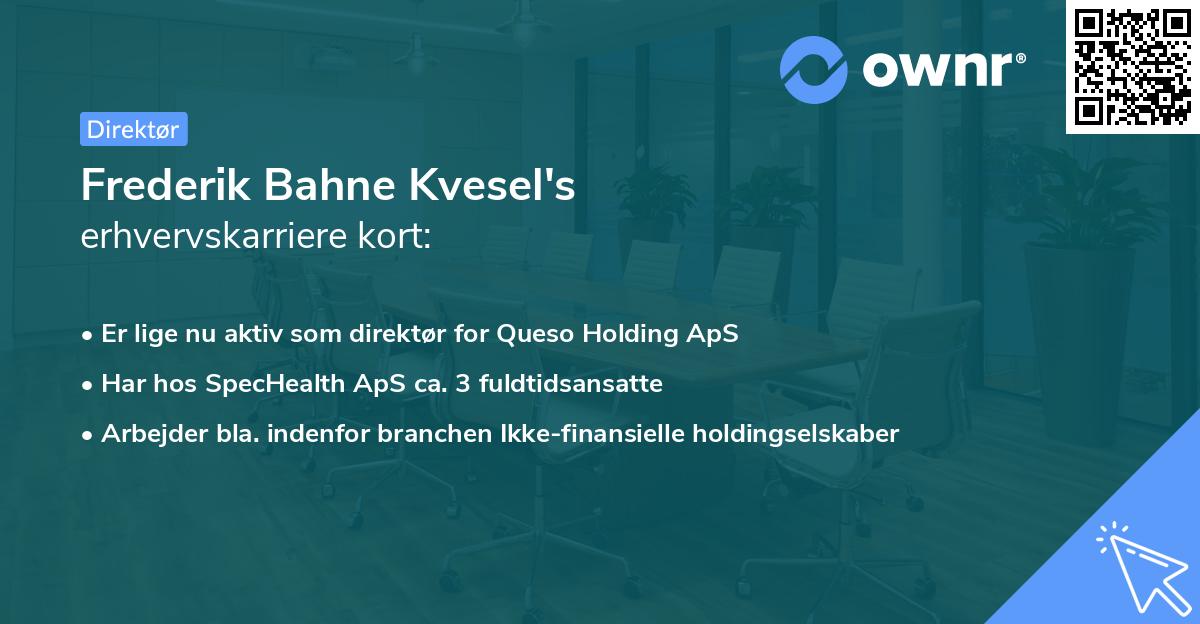Frederik Bahne Kvesel's erhvervskarriere kort