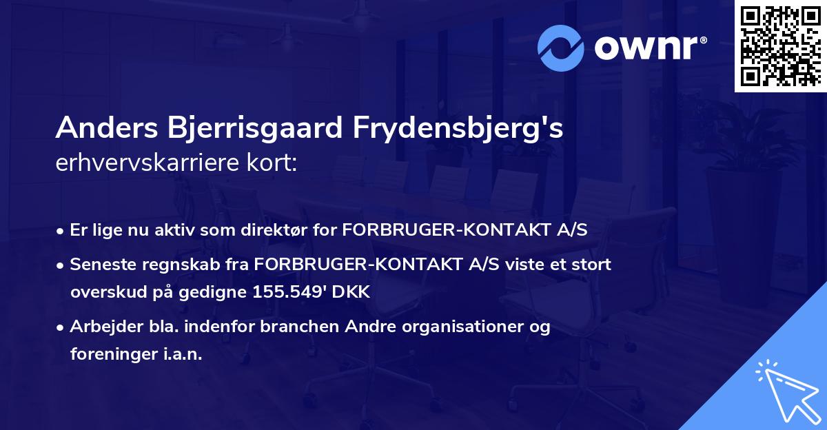 Anders Bjerrisgaard Frydensbjerg's erhvervskarriere kort