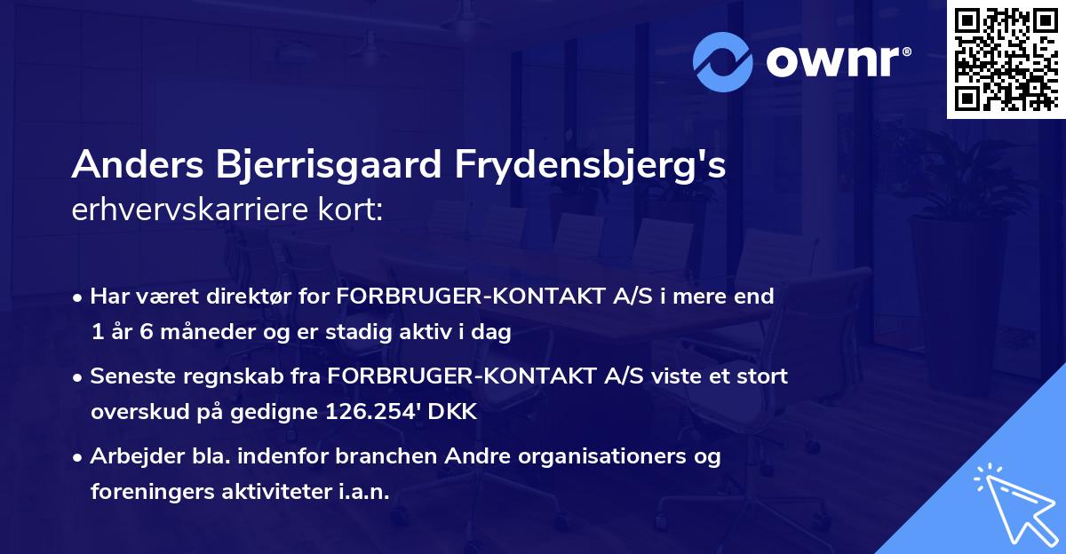 Anders Bjerrisgaard Frydensbjerg's erhvervskarriere kort