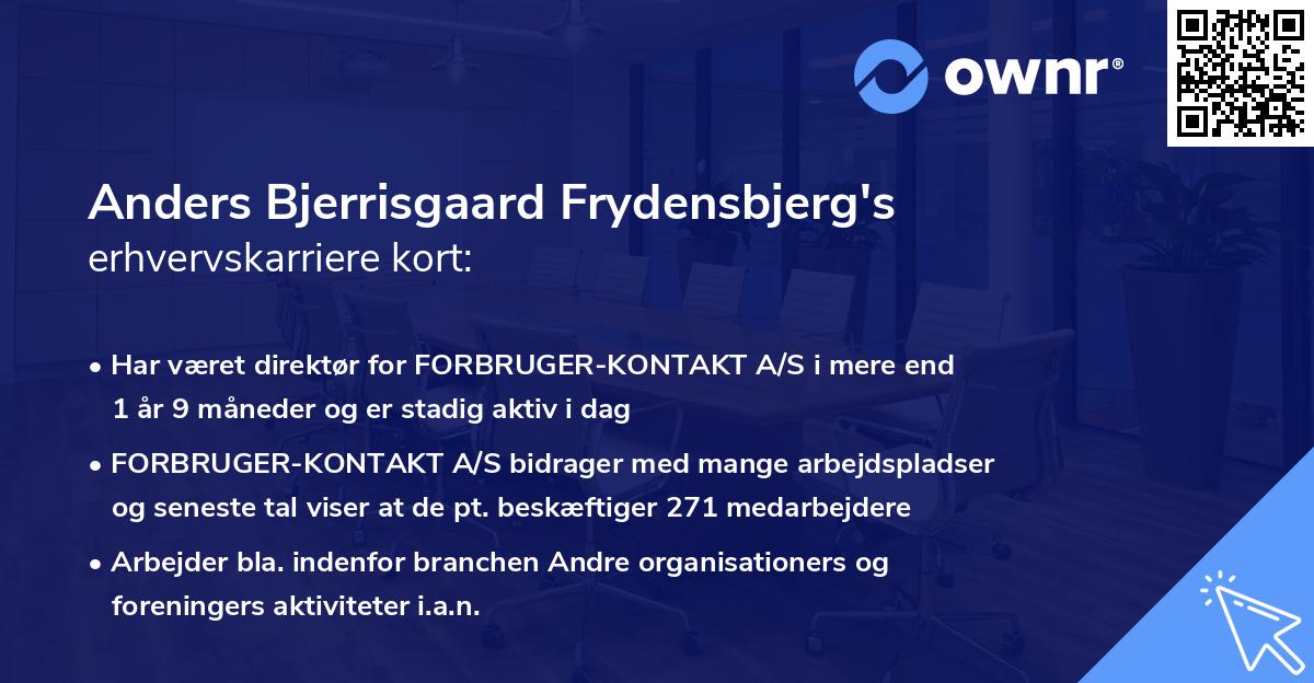 Anders Bjerrisgaard Frydensbjerg's erhvervskarriere kort