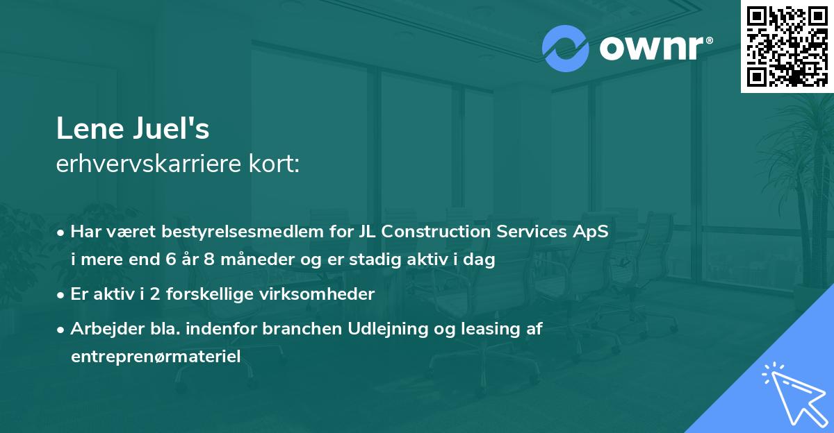Lene Juel's erhvervskarriere kort