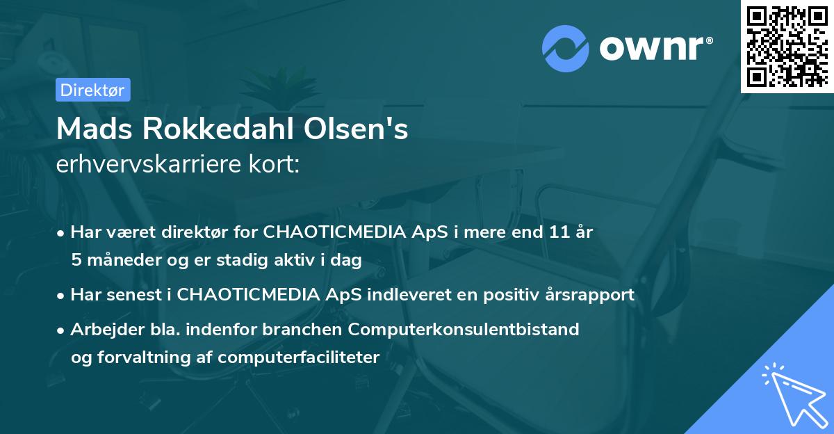 Mads Rokkedahl Olsen's erhvervskarriere kort