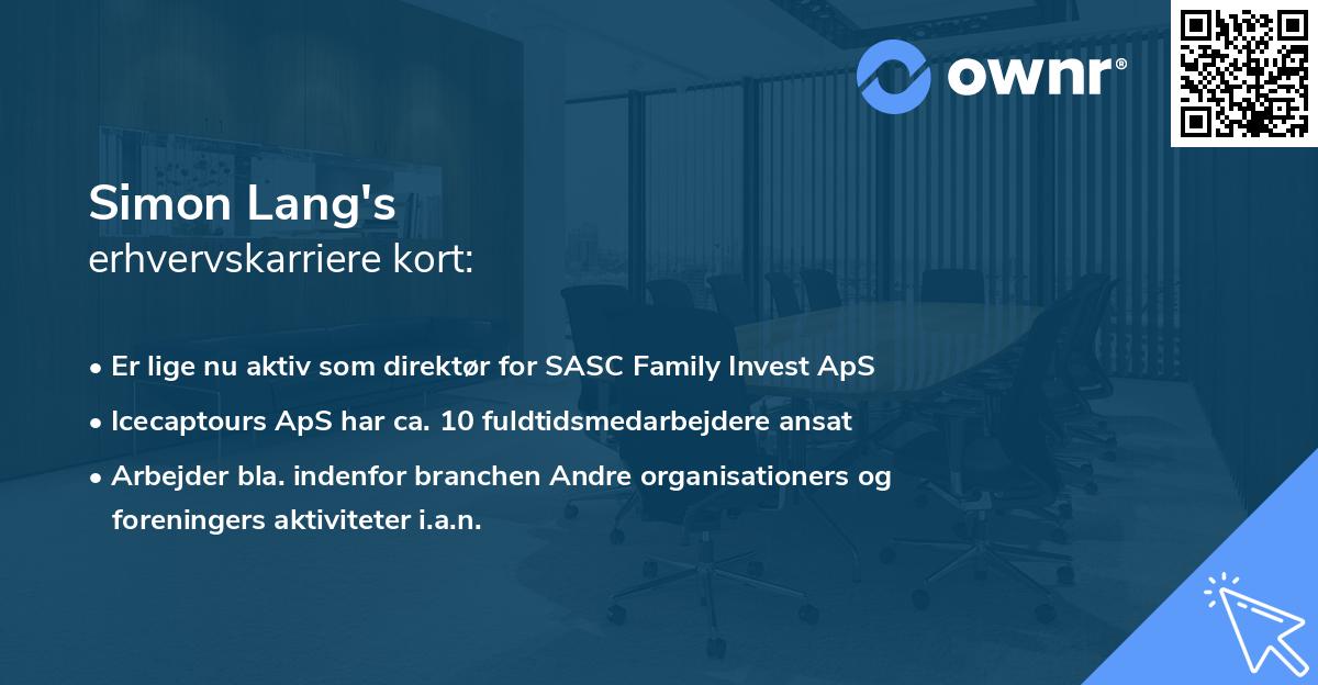 Simon Lang's erhvervskarriere kort