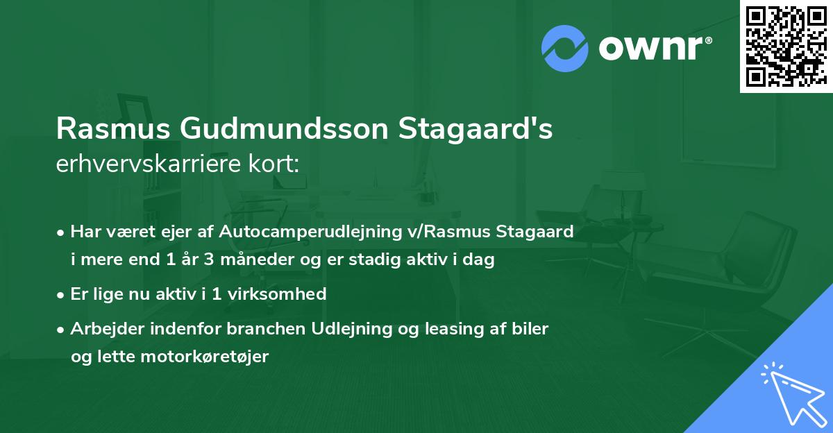 Rasmus Gudmundsson Stagaard's erhvervskarriere kort