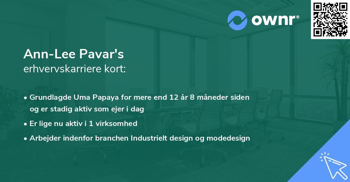 Ann-Lee Pavar's erhvervskarriere kort