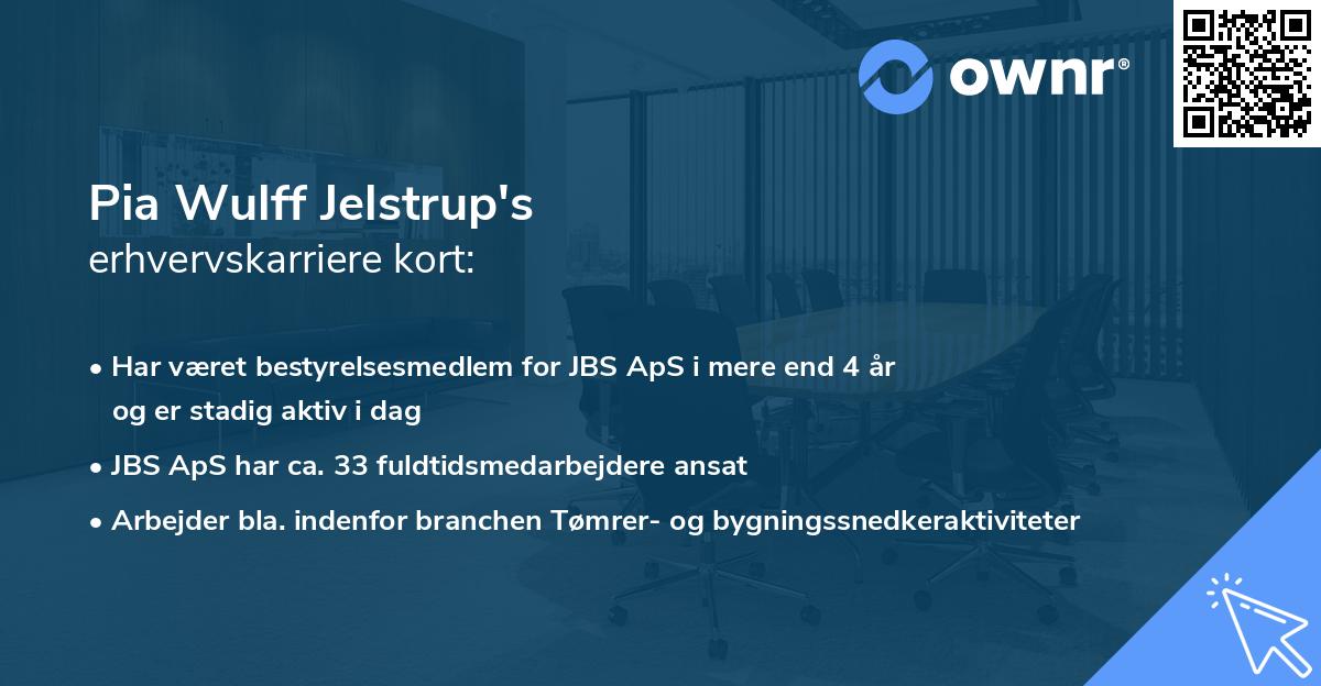 Pia Wulff Jelstrup's erhvervskarriere kort