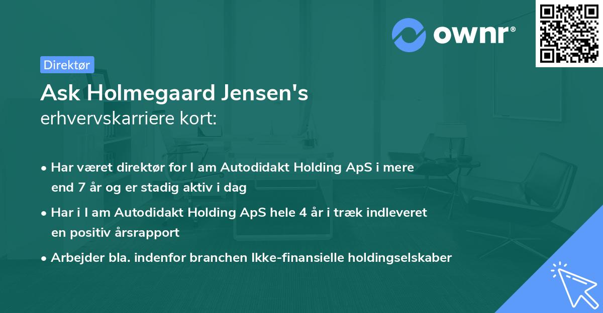 Ask Holmegaard Jensen's erhvervskarriere kort