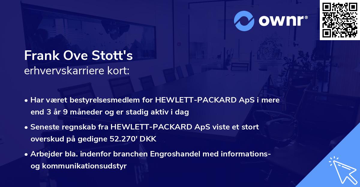 Frank Ove Stott's erhvervskarriere kort