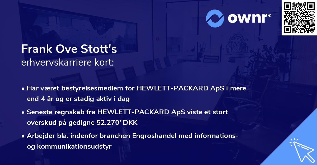 Frank Ove Stott's erhvervskarriere kort