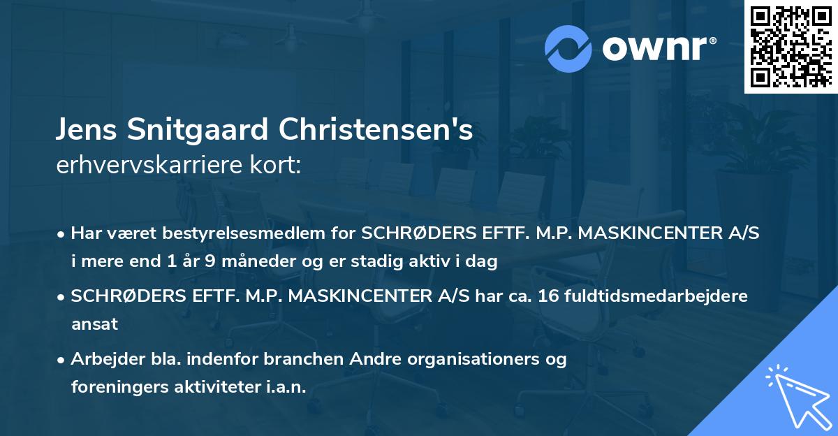 Jens Snitgaard Christensen's erhvervskarriere kort