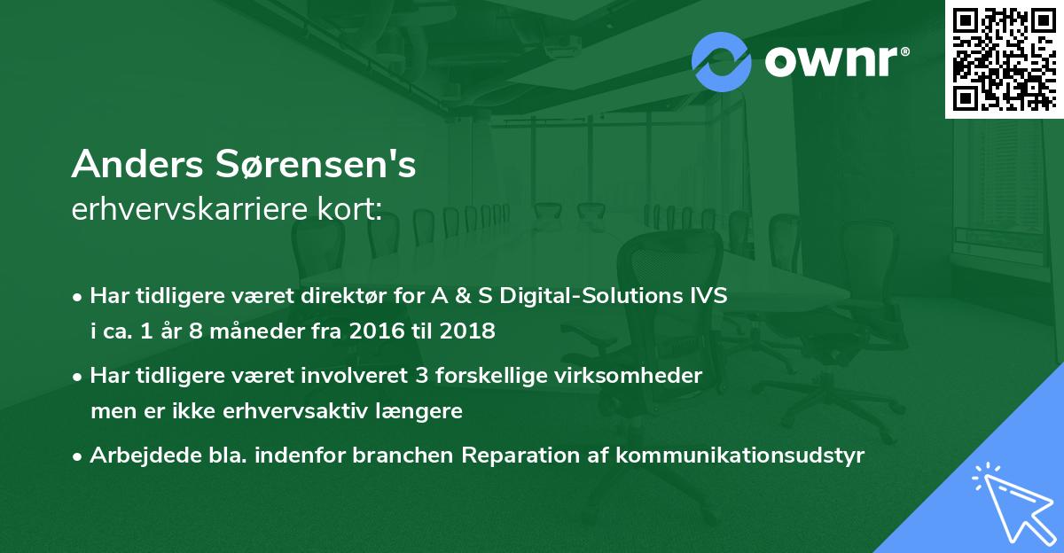Anders Sørensen's erhvervskarriere kort