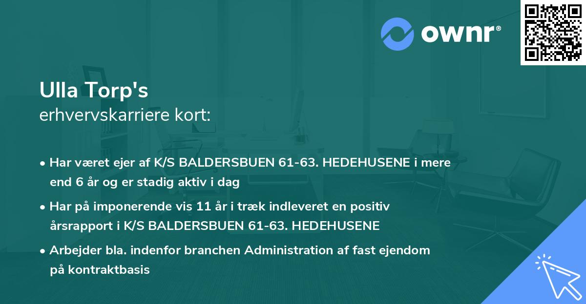 Ulla Torp's erhvervskarriere kort