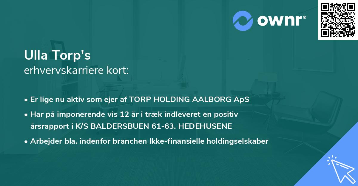 Ulla Torp's erhvervskarriere kort