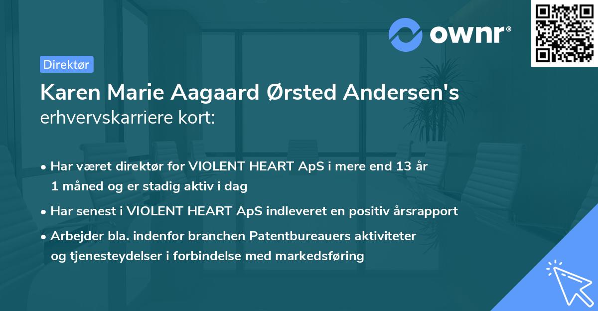 Karen Marie Aagaard Ørsted Andersen's erhvervskarriere kort