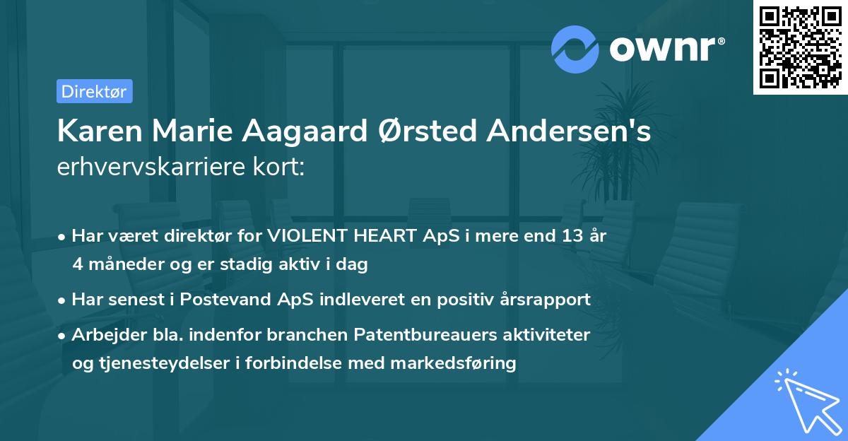 Karen Marie Aagaard Ørsted Andersen's erhvervskarriere kort