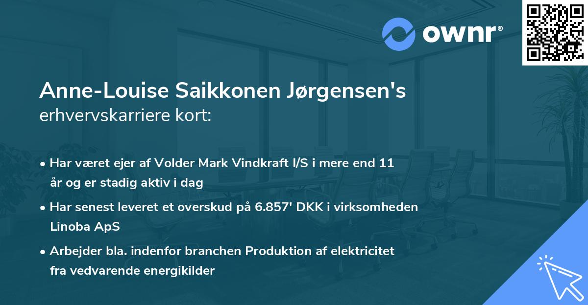 Anne-Louise Saikkonen Jørgensen's erhvervskarriere kort