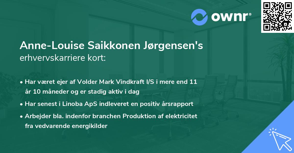 Anne-Louise Saikkonen Jørgensen's erhvervskarriere kort