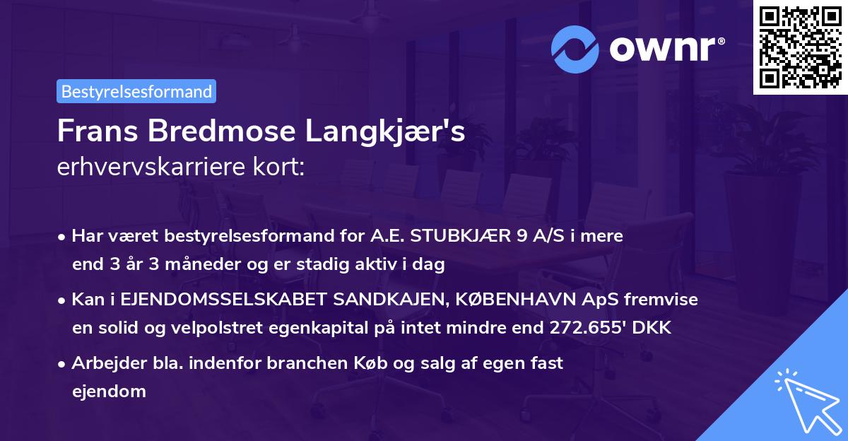 Frans Bredmose Langkjær's erhvervskarriere kort