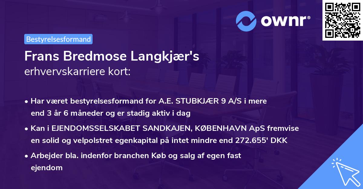 Frans Bredmose Langkjær's erhvervskarriere kort