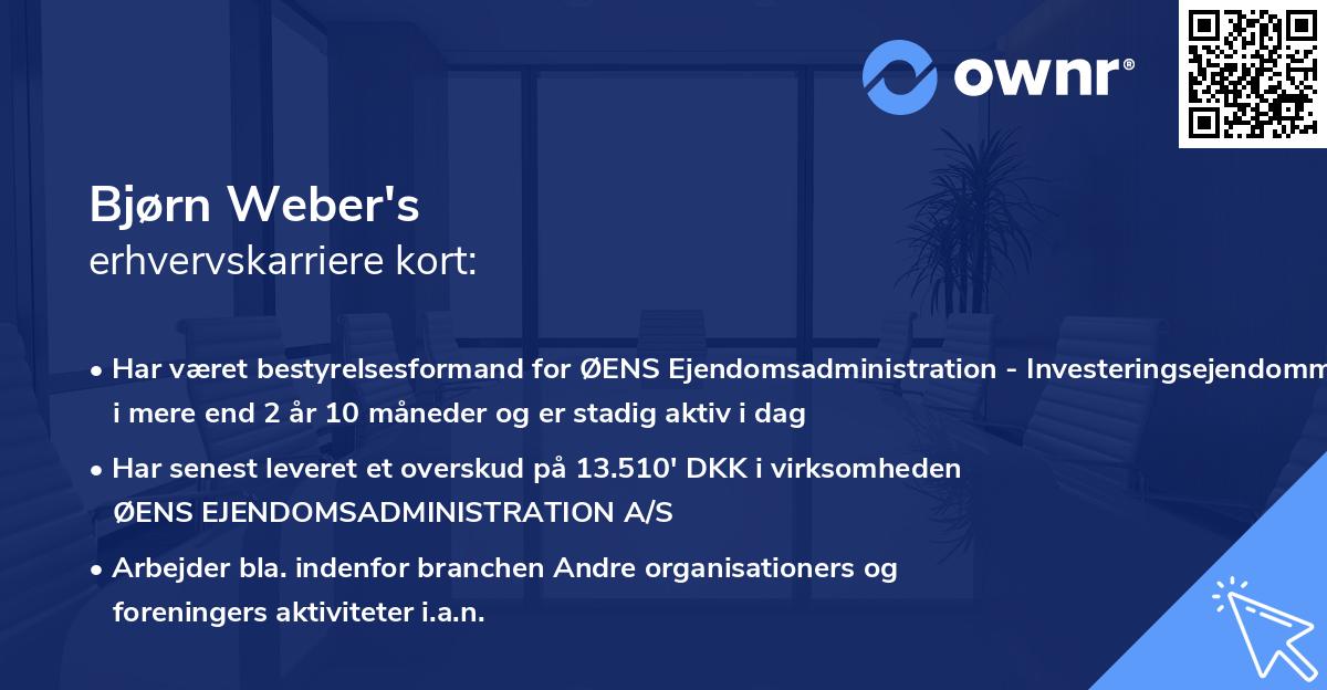 Bjørn Weber's erhvervskarriere kort