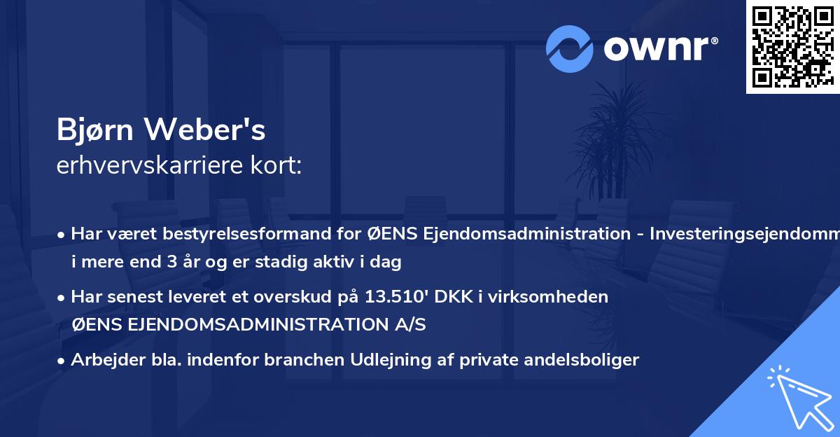 Bjørn Weber's erhvervskarriere kort