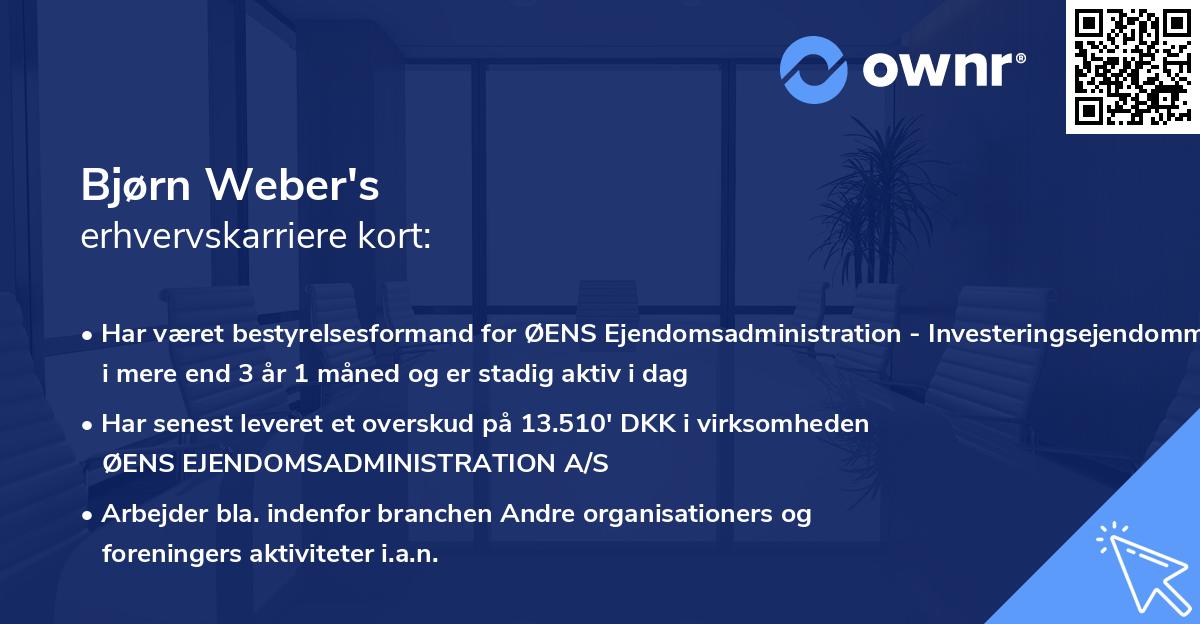 Bjørn Weber's erhvervskarriere kort