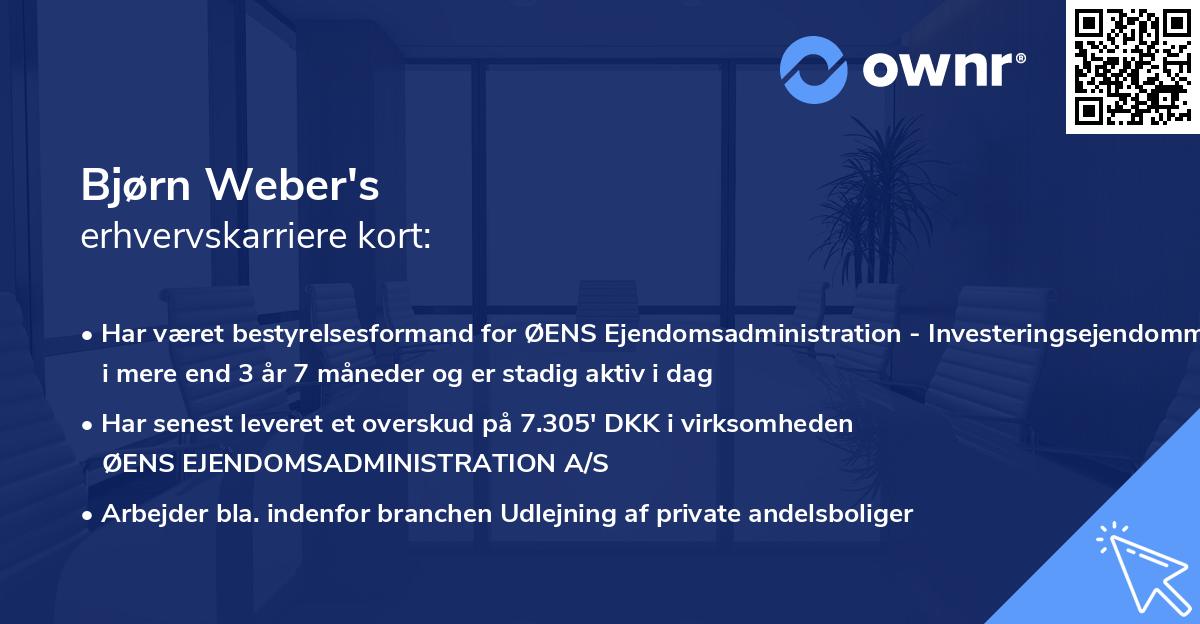 Bjørn Weber's erhvervskarriere kort
