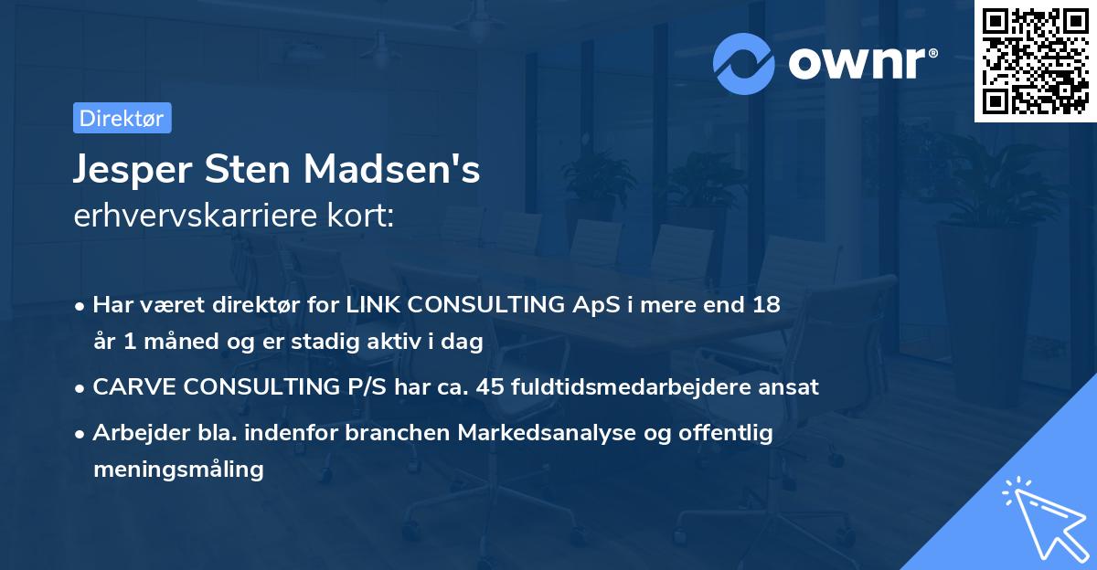 Jesper Sten Madsen's erhvervskarriere kort