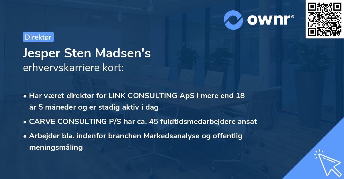 Jesper Sten Madsen's erhvervskarriere kort