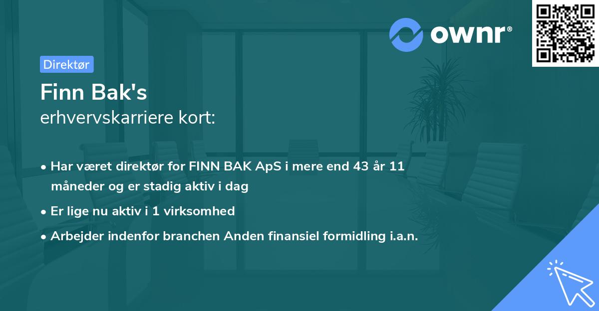 Finn Bak's erhvervskarriere kort